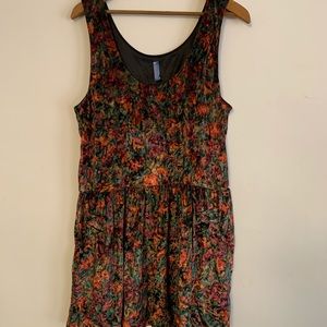 Free people floral velvet mini dress pockets